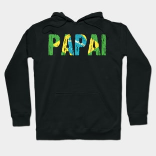 Papai Brazilian Dad Father Brasil Flag Distressed Hoodie